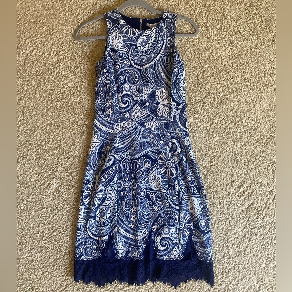 Blue and white business dress from H&M